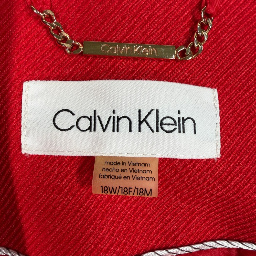 Calvin Klein 18W Blazer Open Front Red Gold Button Career Classic Professional - Picture 5 of 13